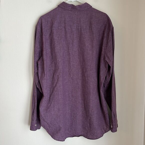 Cole Haan Men's linen blend Purple Button-Up button down casual Shirt XL NWOT! - Picture 9 of 10